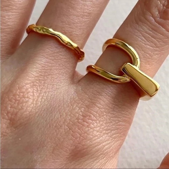 Boutique Jewelry - ⭐️New Gold over 925 Sterling Silver Unique Bar Ring